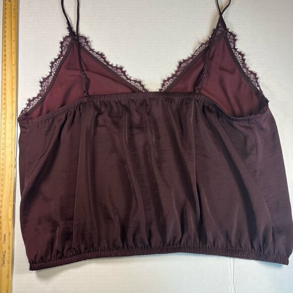 Express Burgundy Camisole with Lace trim, Elastic hem, Size XL - Picture 2 of 5